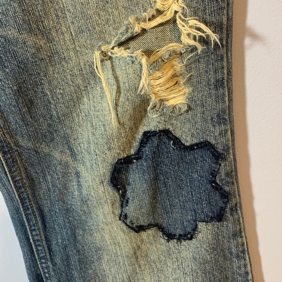 BONGO girls distressed patch unique vintage 90’s Denim Jeans 11 bootcut lowrise - Picture 11 of 12